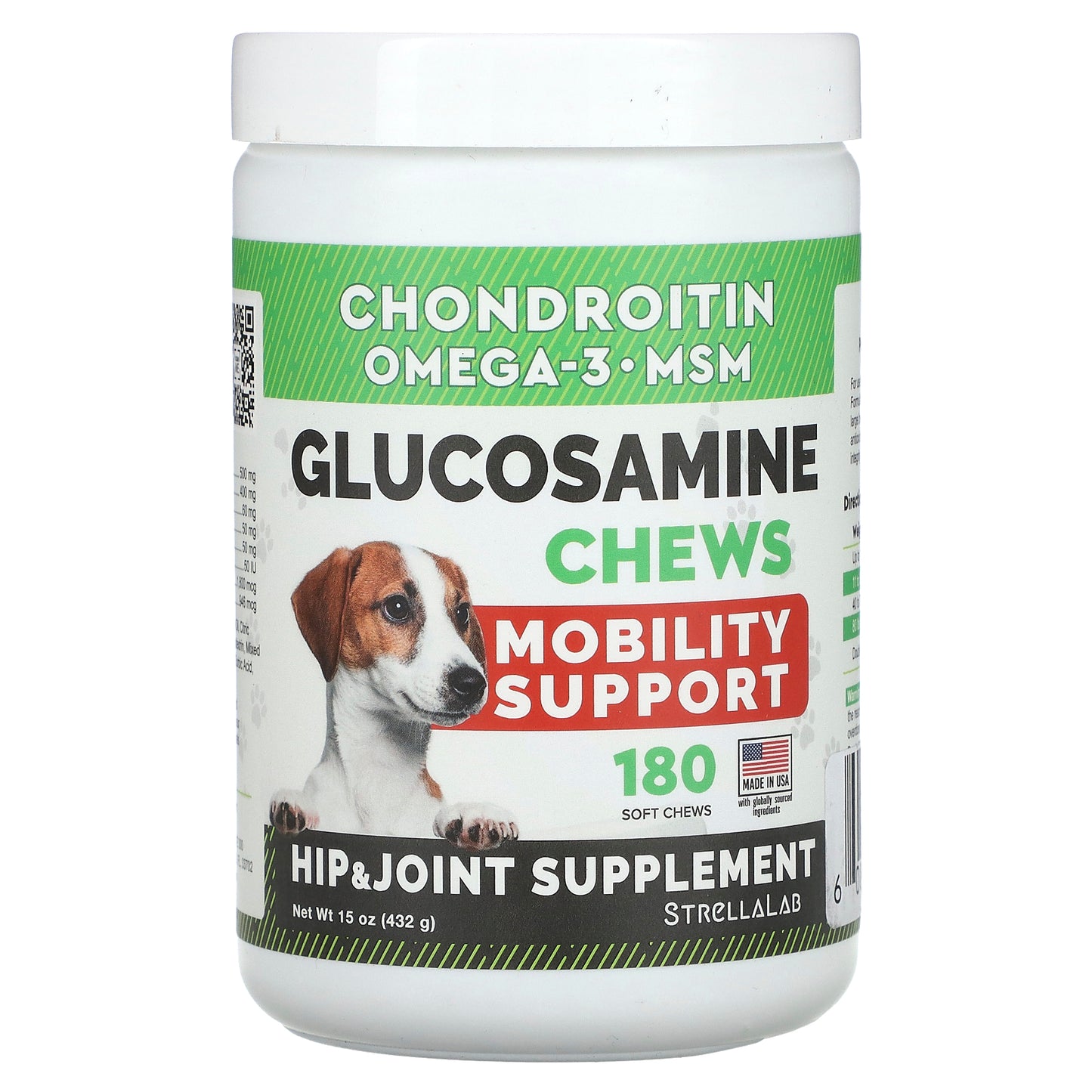 StrellaLab, Glucosamine Chews, For Dogs & Cats, 180 Soft Chews, 15 oz (432 g)