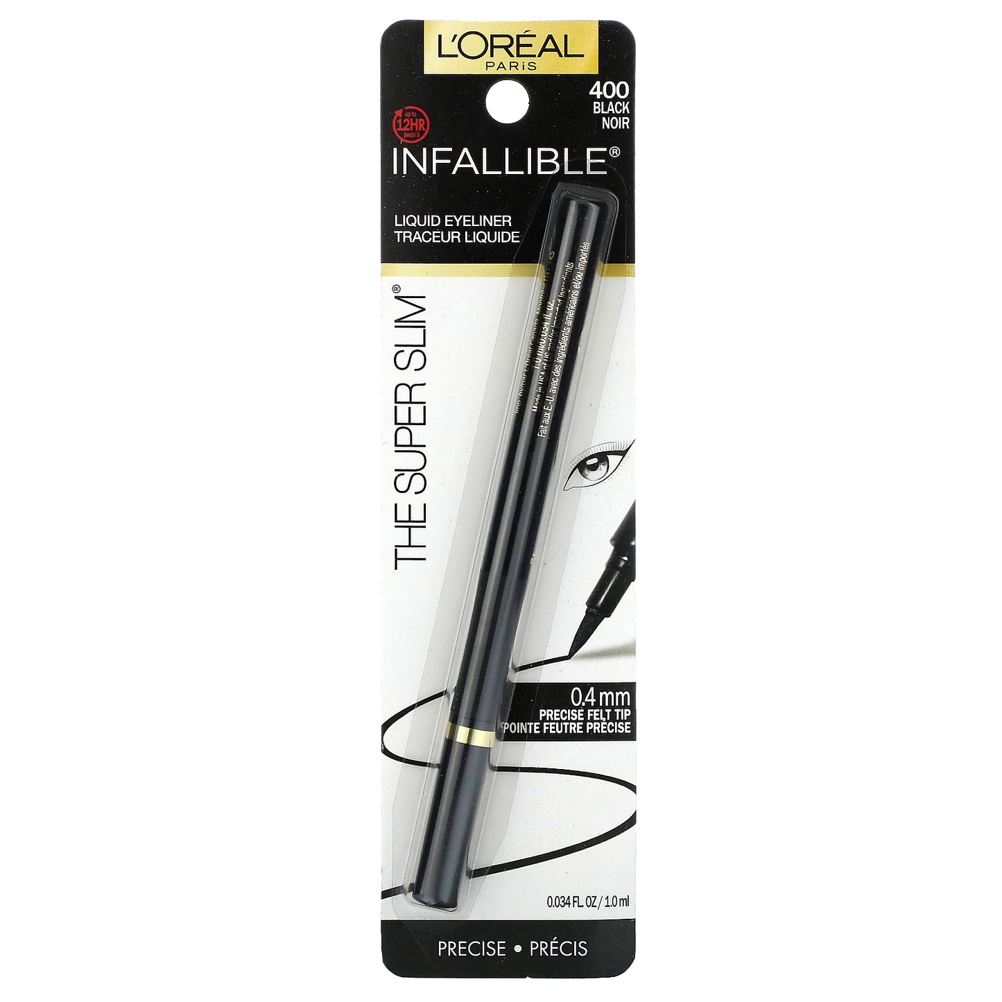 L'Oréal, Infallible, The Super Slim Liquid Eyeliner, 400 Black, 0.034 fl oz (1 ml)