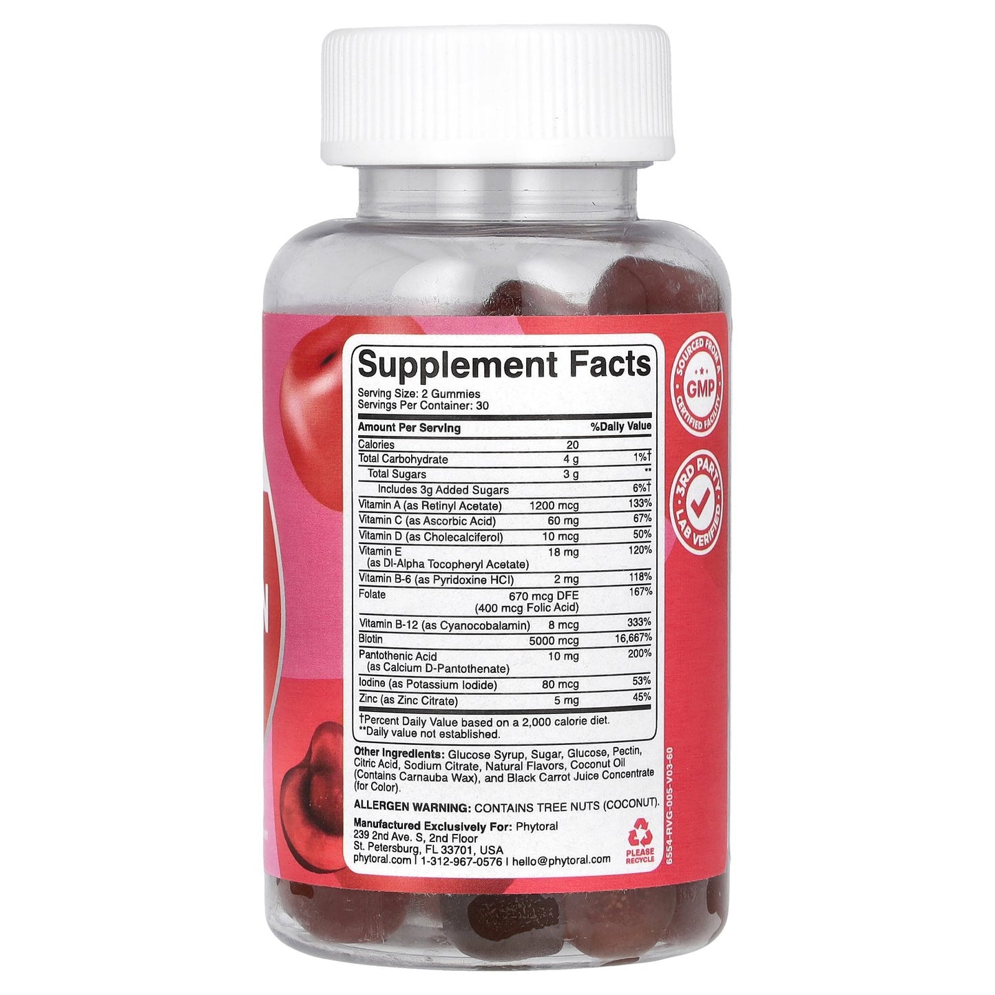 Phytoral, Biotin Gummies, Cherry , 60 Gummies