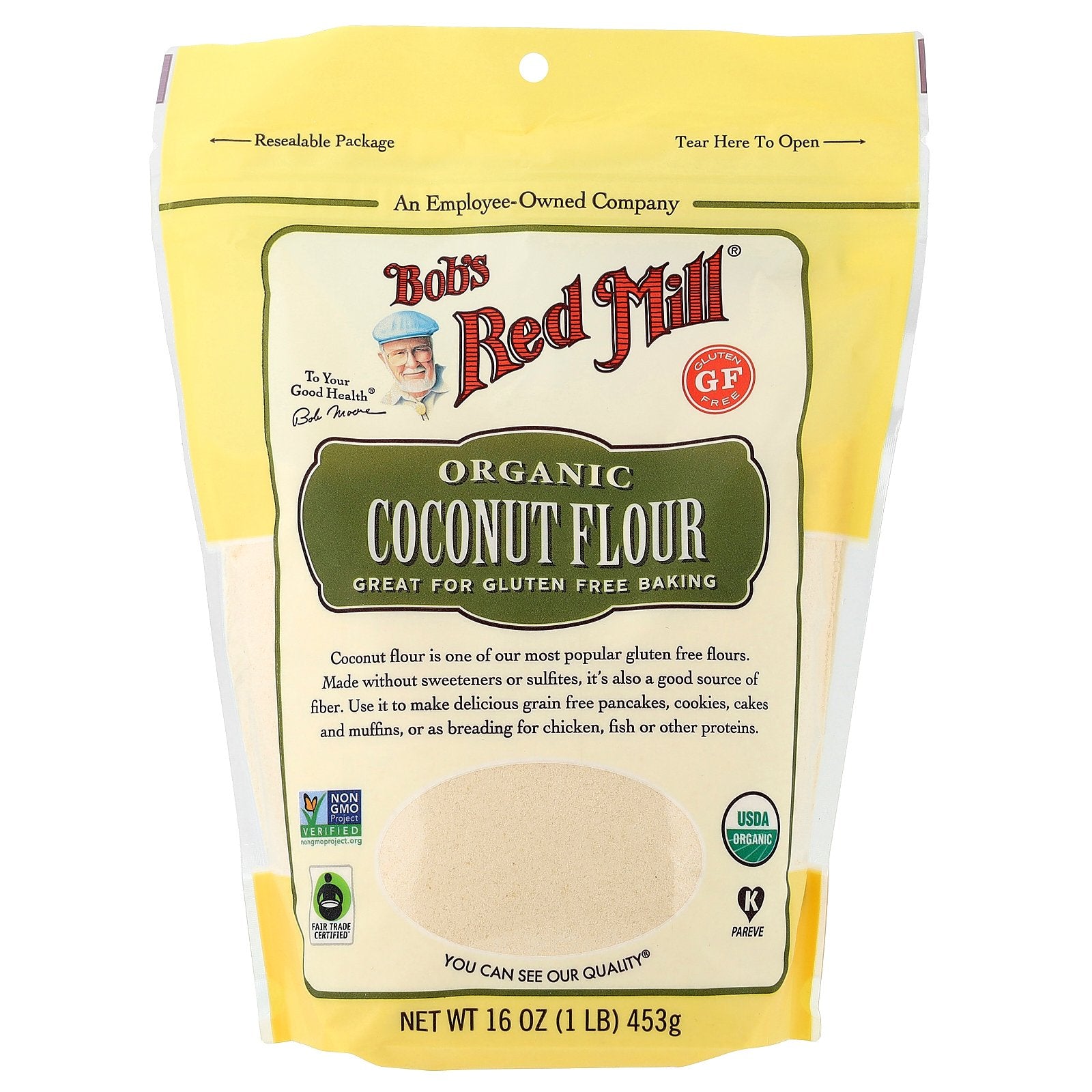 Bob's Red Mill, Organic Coconut Flour, Gluten Free, 16 oz (453 g)