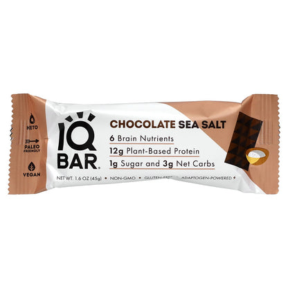 IQBAR, Plant Protein Bar,  Chocolate Sea Salt, 12 Bars, 1.6 oz (45 g) Each