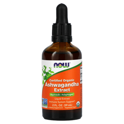 NOW Foods, Certified Organic, Ashwagandha Extract, 2 fl oz (59 ml)