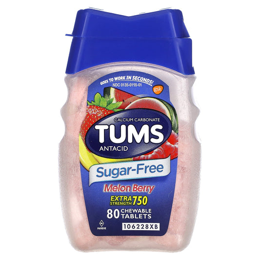 Tums, Extra Strength Antacid, Melon Berry, 750 mg, 80 Chewable Tablets