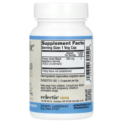 Eclectic Herb, Freeze Dried Black Raspberry, 300 mg, 50 Veg Caps