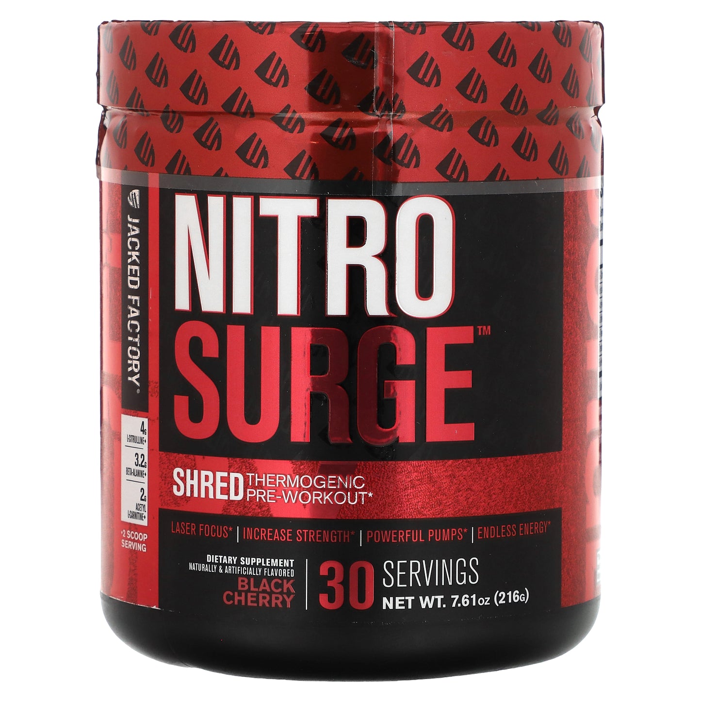 Jacked Factory, Nitro Surge, Shred Thermogenic Pre-Workout, Black Cherry, 7.61 oz (216 g)