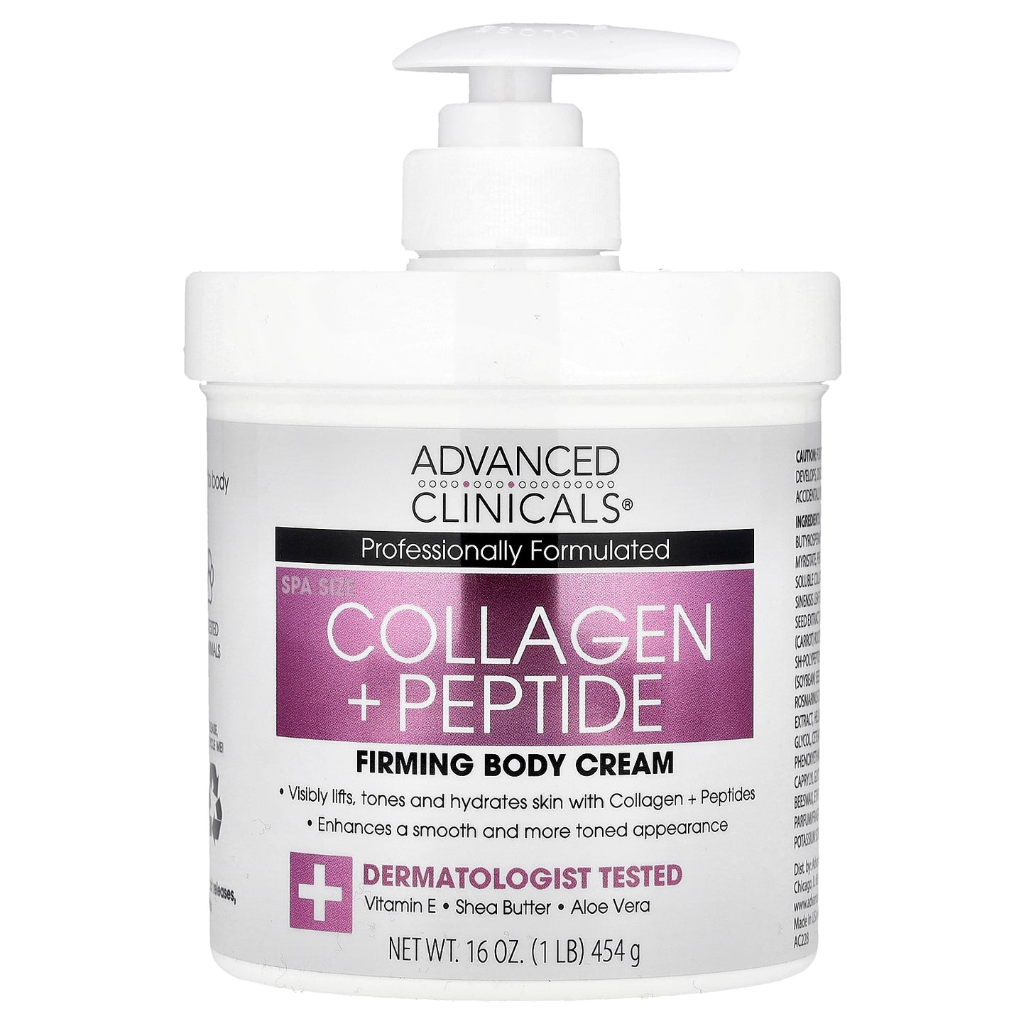 Advanced Clinicals, Collagen + Peptide Firming Body Cream , 16 oz (454 g)
