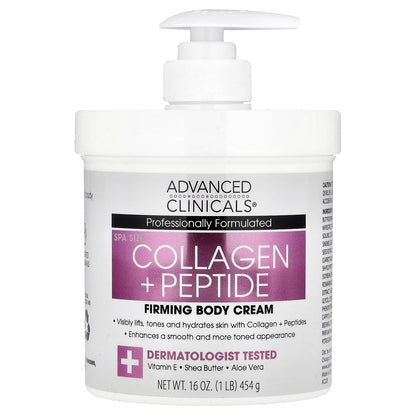 Advanced Clinicals, Collagen + Peptide Firming Body Cream , 16 oz (454 g)