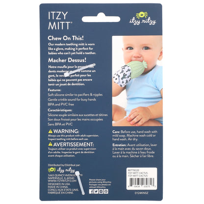 itzy ritzy, Itzy Mitt®, Wearable Silicone Teether, 3+ Months, Cactus, 1 Teether