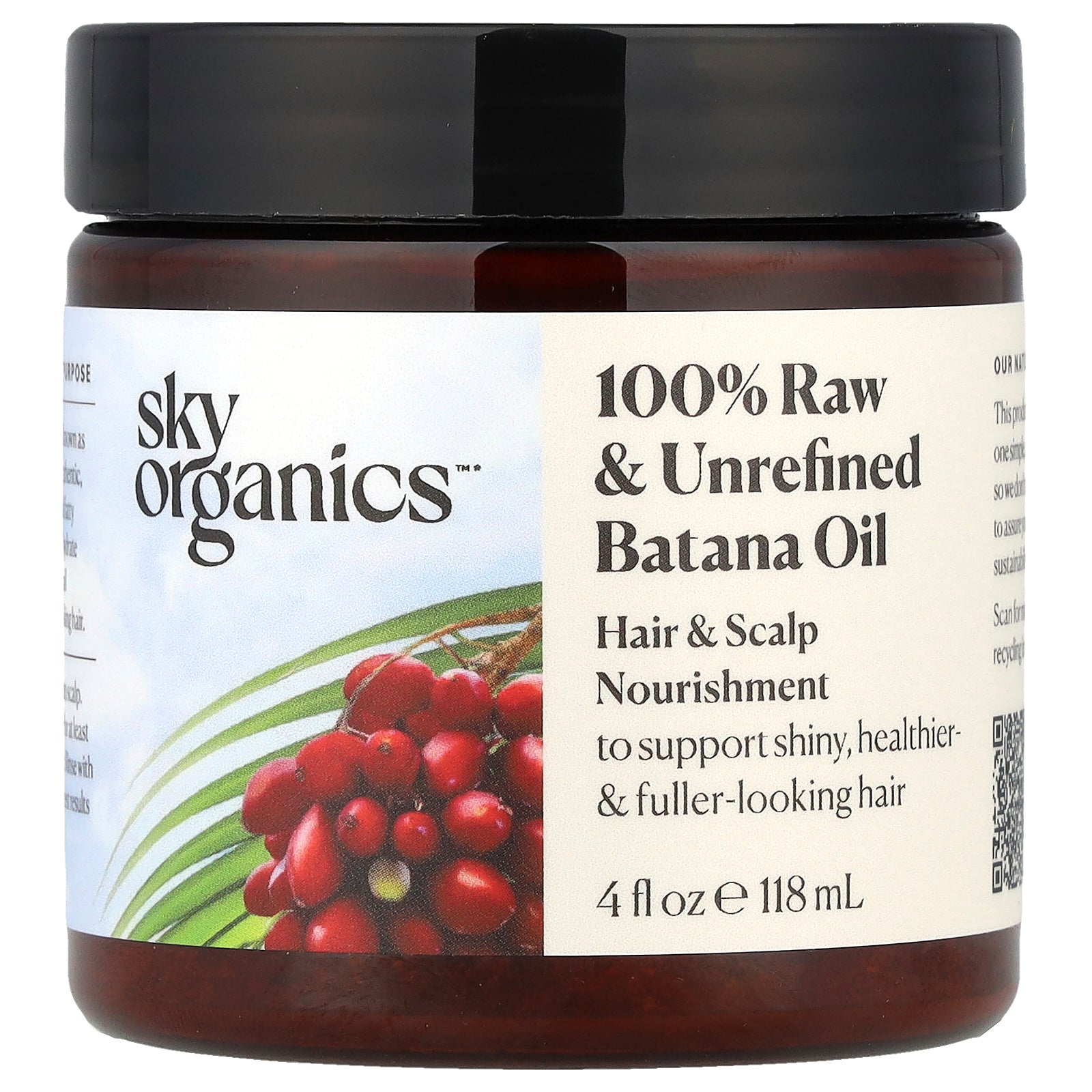 Sky Organics, 100% Raw & Unrefined Batana Oil, Hair & Scalp Nourishment, 4 fl oz (118 ml)
