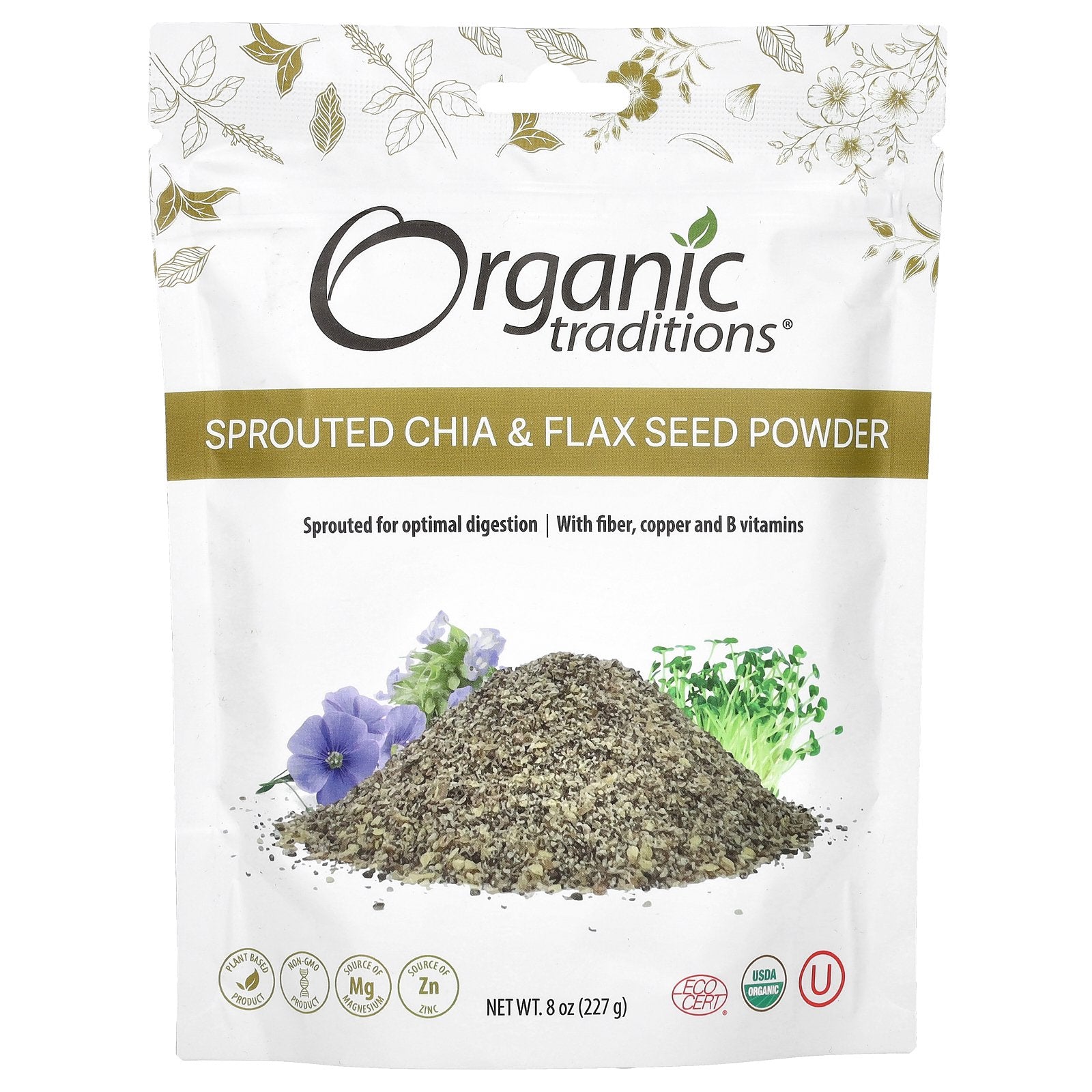 Organic Traditions, Sprouted Chia & Flax Seed Powder, 8 oz (227 g)