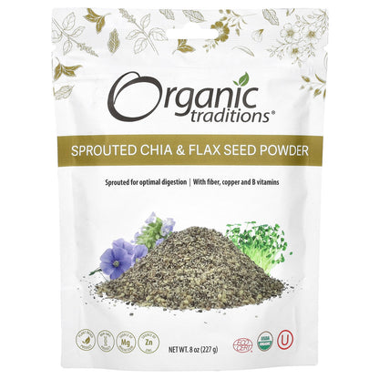 Organic Traditions, Sprouted Chia & Flax Seed Powder, 8 oz (227 g)