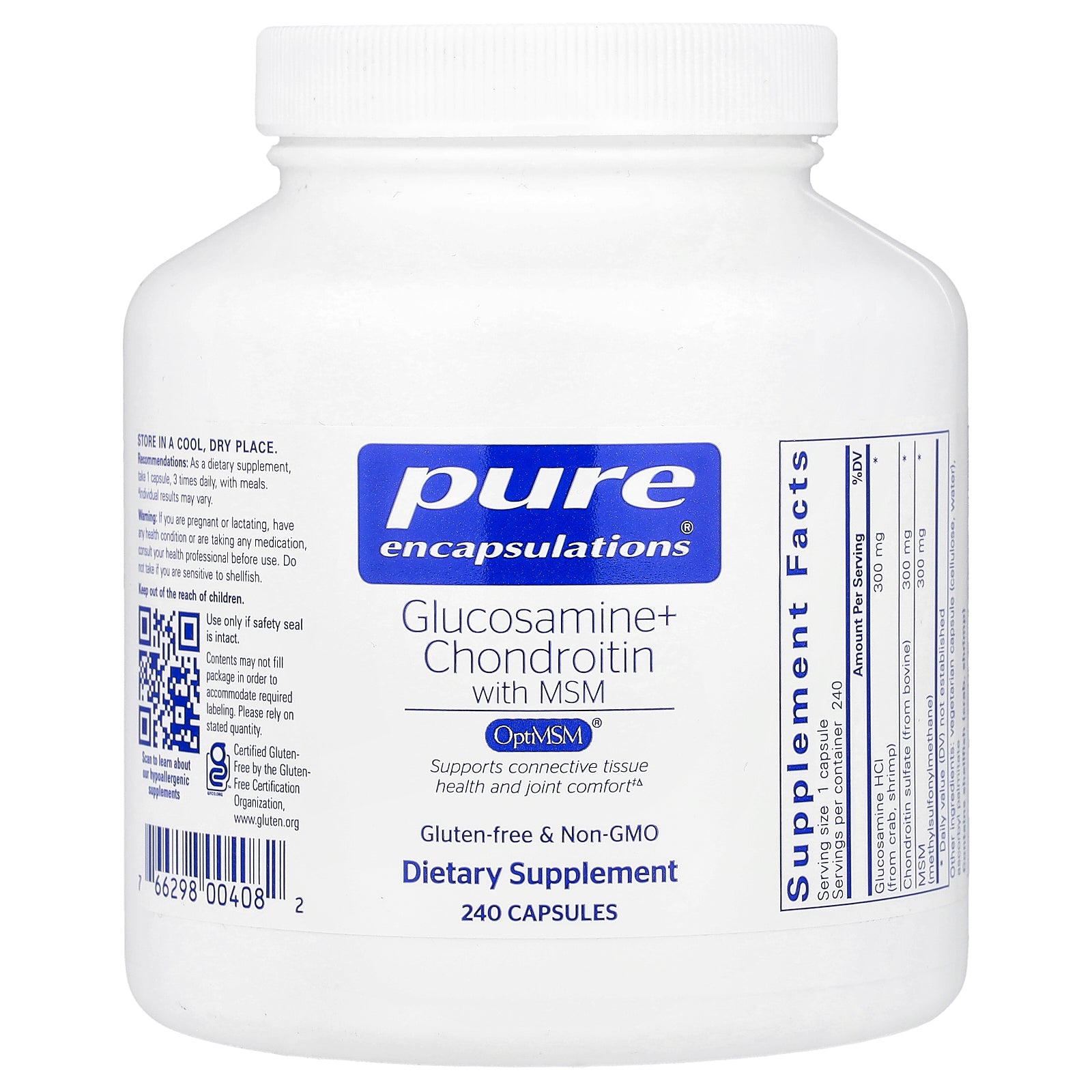 Pure Encapsulations, Glucosamine + Chondroitin with MSM, 240 Capsules