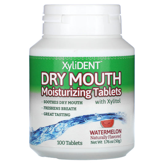 XyliDENT, Dry Mouth Moisturizing Tablets with Xylitol, Watermelon, 100 Tablets