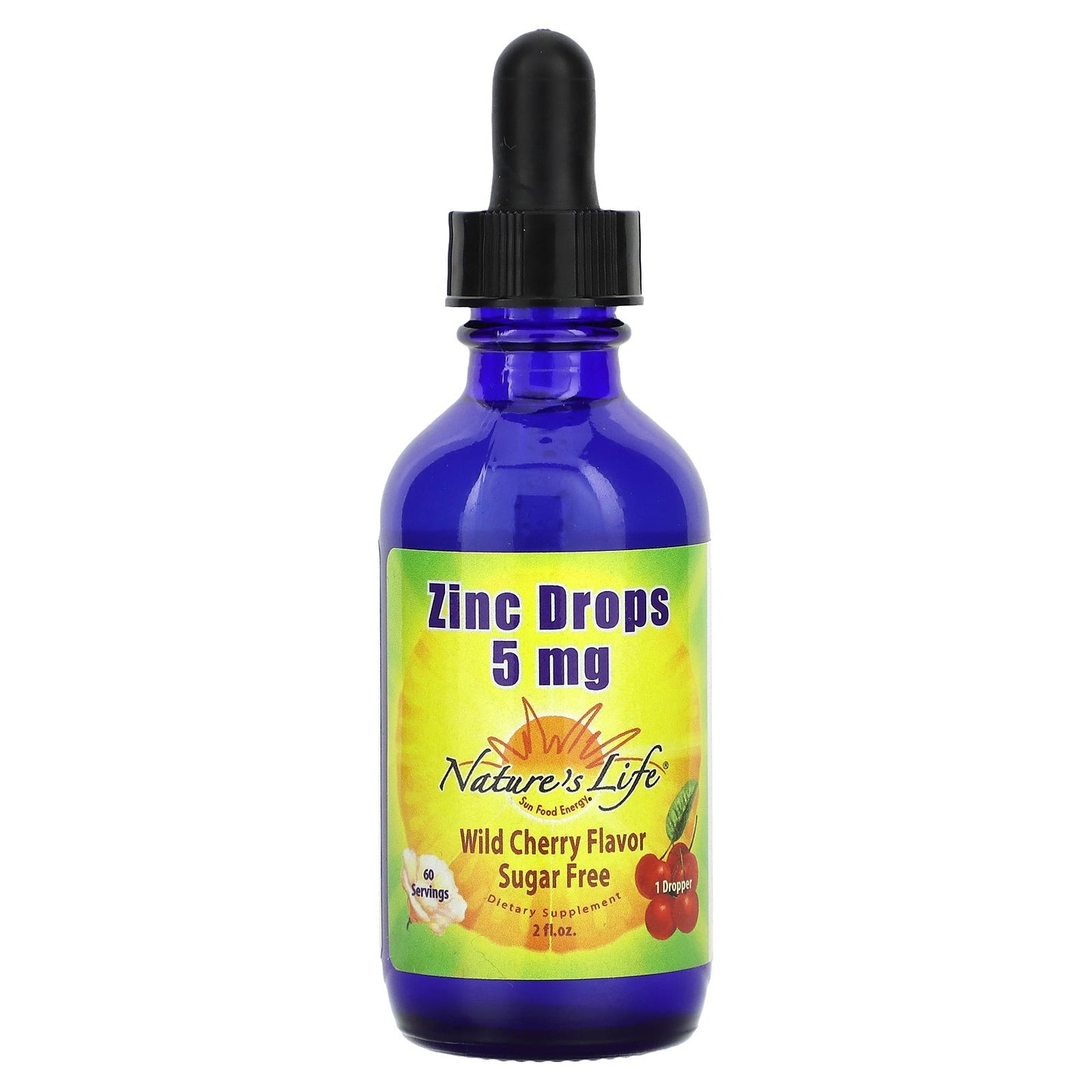 Nature's Life, Zinc Drops, Sugar Free, Wild Cherry, 5 mg, 2 fl oz