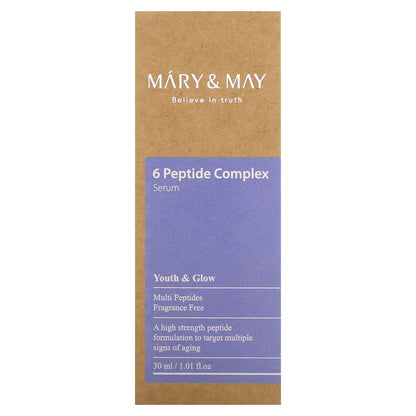 Mary & May, 6 Peptide Complex Serum, Fragrance Free, 1.01 fl oz (30 ml)