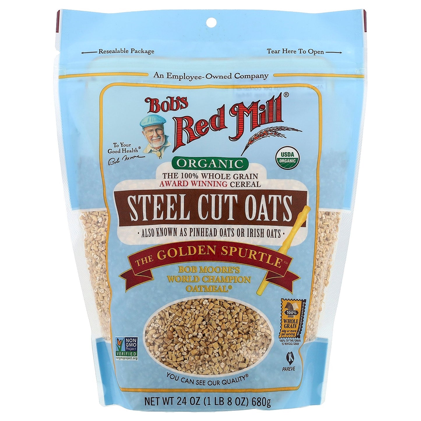 Bob's Red Mill, Organic Steel Cut Oats, Whole Grain, 24 oz (680 g)