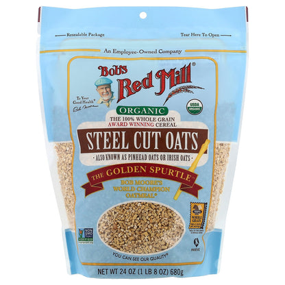 Bob's Red Mill, Organic Steel Cut Oats, Whole Grain, 24 oz (680 g)