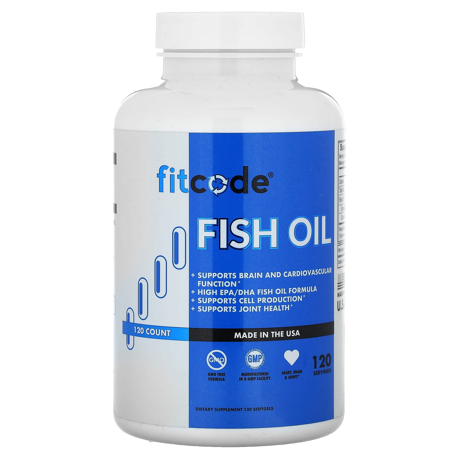 fitcode, Fish Oil, 1,000 mg, 120 Softgels