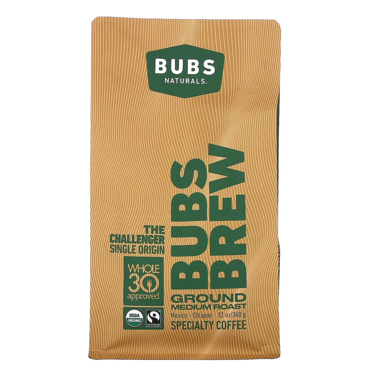 BUBS Naturals, Bubs Brew, The Challenger Single Origin, Ground, Medium Roast, 12 oz (340 g)