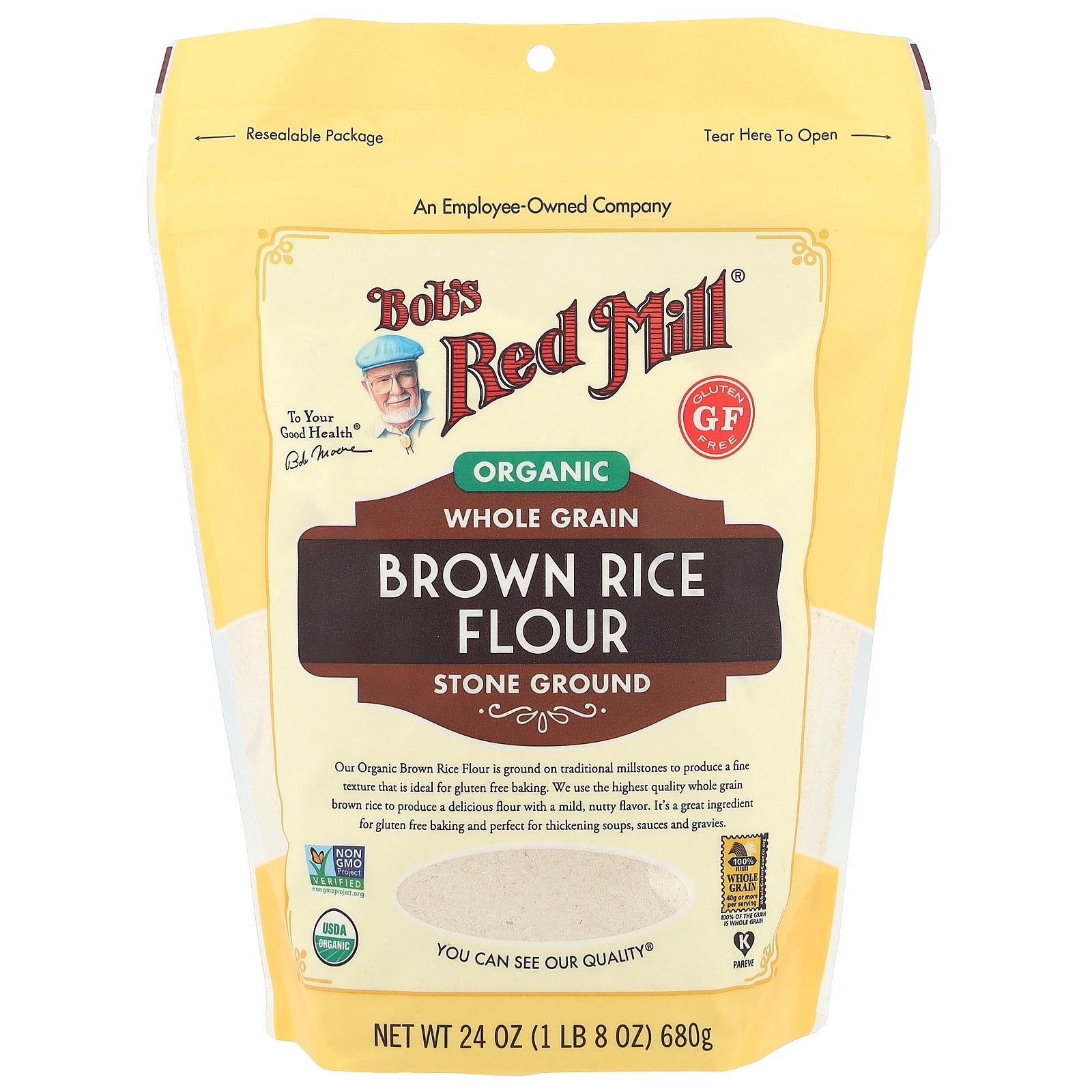 Bob's Red Mill, Organic Brown Rice Flour, Whole Grain, 24 oz (680 g)