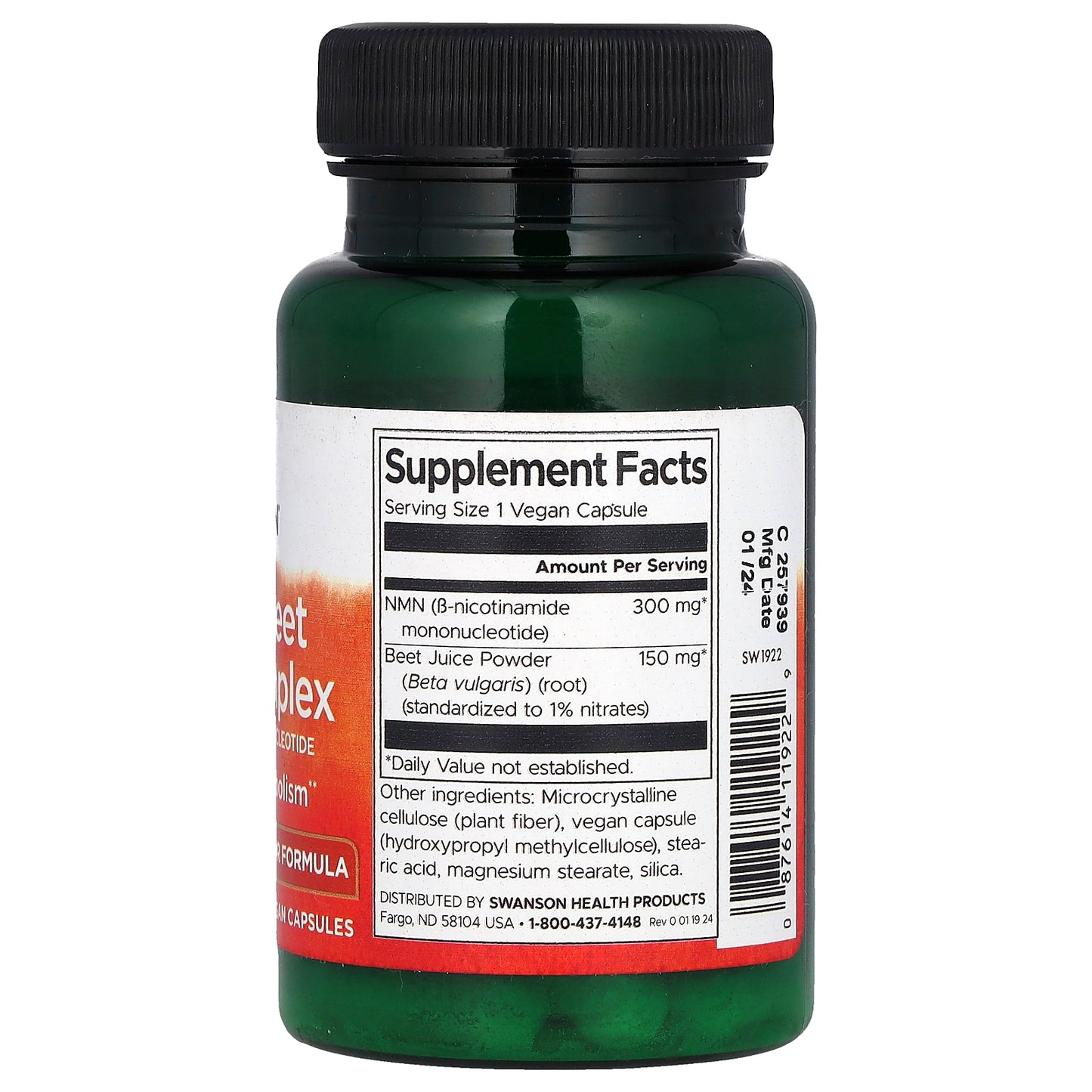 Swanson, NMN + Beet Root Complex, 30 Vegan Capsules