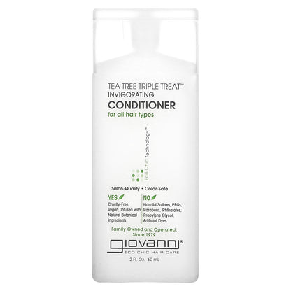 Giovanni, Tea Tree Triple Treat, Invigorating Conditioner, For All Hair Types, 2 fl oz (60 ml)