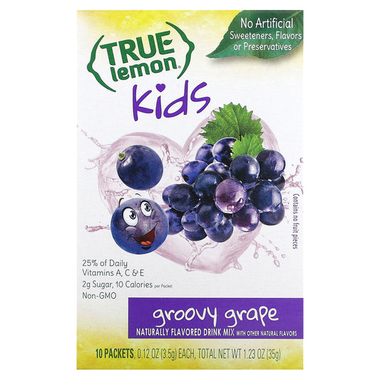 True Citrus, True Lemon, Kids Drink Mix, Groovy Grape, 10 Packets, 0.12 oz (3.5 g) Each