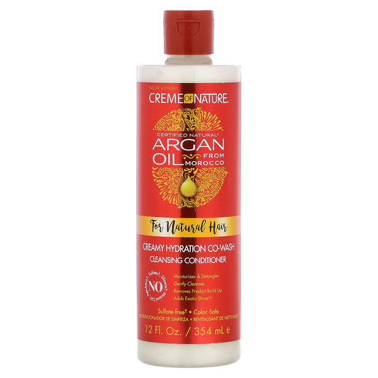 Creme Of Nature, Certified Natural Argan Oil From Morocco, Creamy Hydration Co-Wash Cleansing Conditioner, 12 fl oz (354 ml)