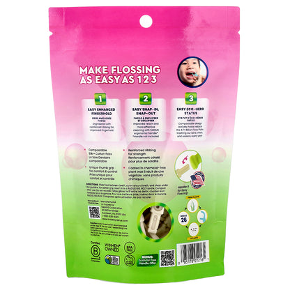 RADIUS, Kids, EcoFlex Floss Picks, Bubblegum, 50 Compostable Floss Picks
