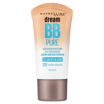 Maybelline, Dream BB Pure, Skin Clearing Beauty Balm, 120 Medium Sheer Tint, 1 fl oz (30 ml)