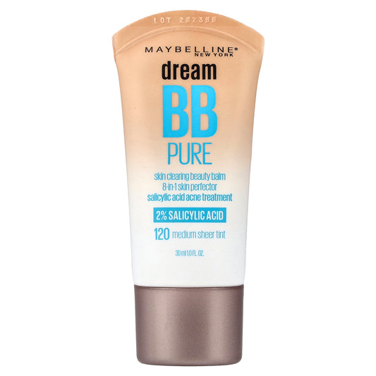 Maybelline, Dream BB Pure, Skin Clearing Beauty Balm, 120 Medium Sheer Tint, 1 fl oz (30 ml)