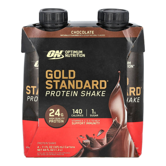 Optimum Nutrition, Gold Standard® Protein Shake, Chocolate, 4 Cartons, 11 fl oz (325 ml) Each