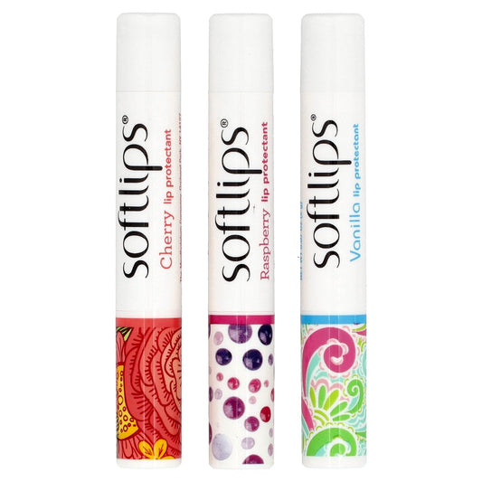 Softlips, Lip Protectant, Cherry, Raspberry, Vanilla, 3 Pack, 0.07 oz (2 g) Each