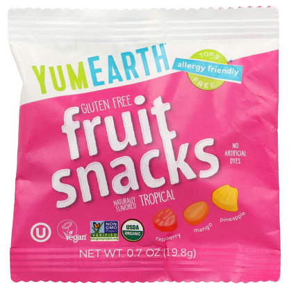 YumEarth, Gluten Free Fruit Snacks, Tropical, 35 Snack Packs, 0.7 oz (19.8 g) Each