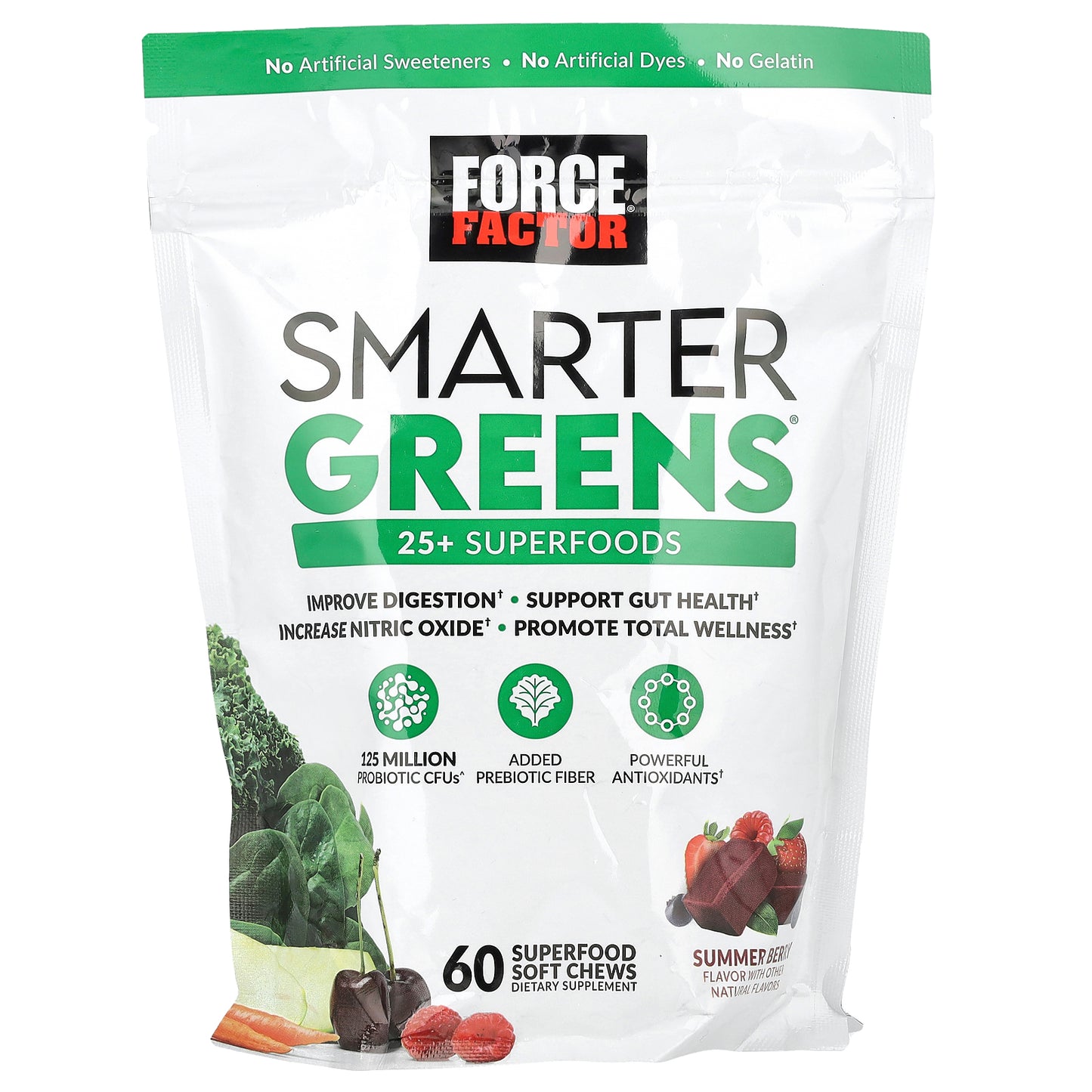 Force Factor, Smarter Greens®, Summer Berry, 60 Superfood Soft Chews