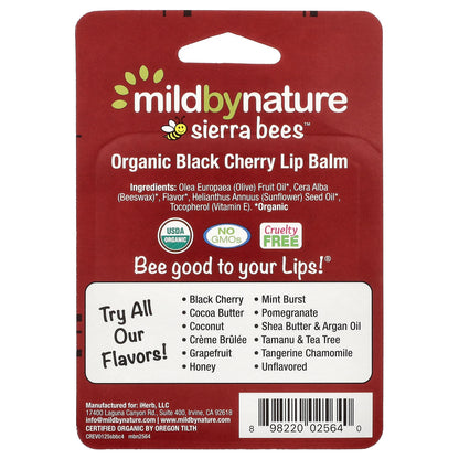 Mild By Nature, Sierra Bees™, Organic Lip Balms, Black Cherry, 4 Pack, 0.15 oz (4.25 g) Each