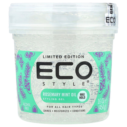 Eco Style, Styling Gel, Max Hold, For All Hair Types, Rosemary Mint Oil, 16 oz (454 g)