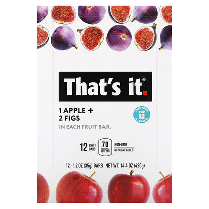 That's It, Fruit Bar, Apple + Figs, 12  Bars, 1.2 oz (35 g) Each
