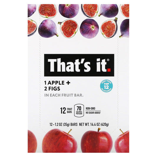 That's It, Fruit Bar, Apple + Figs, 12  Bars, 1.2 oz (35 g) Each