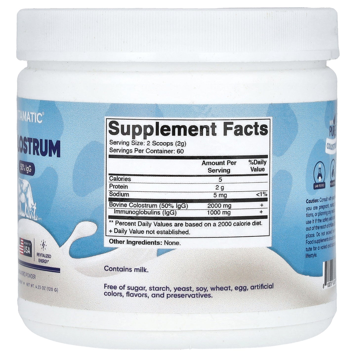 Vitamatic, Colostrum, Unflavored, 4.23 oz (120 g)