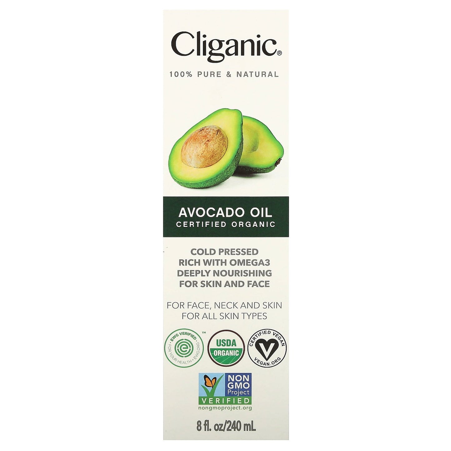 Cliganic, Organic Avocado Oil, 8 fl oz (240 ml)