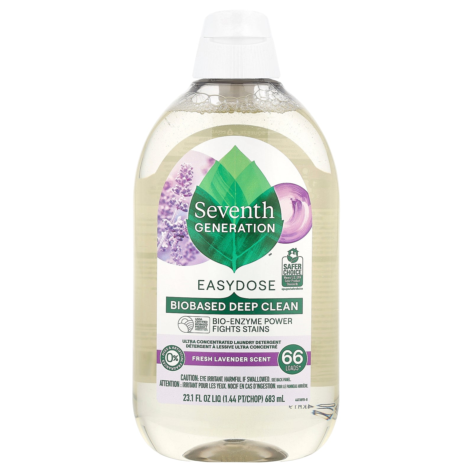 Seventh Generation, Easydose, Ultra Concentrated Laundry Detergent, Fresh Lavender, 66 Loads, 23.1 fl oz (683 ml)