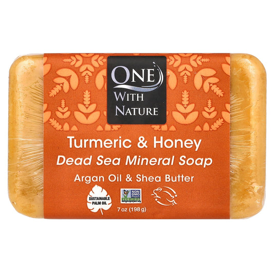 One with Nature, Dead Sea Mineral Bar Soap, Turmeric & Honey, 7 oz (198 g)