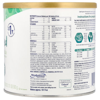 Enfamil, ProSobee®, Simply Plant-Based, Infant Formula, Soy-Based Powder With Iron, 0-12 Months, 20.9 oz (593 g)