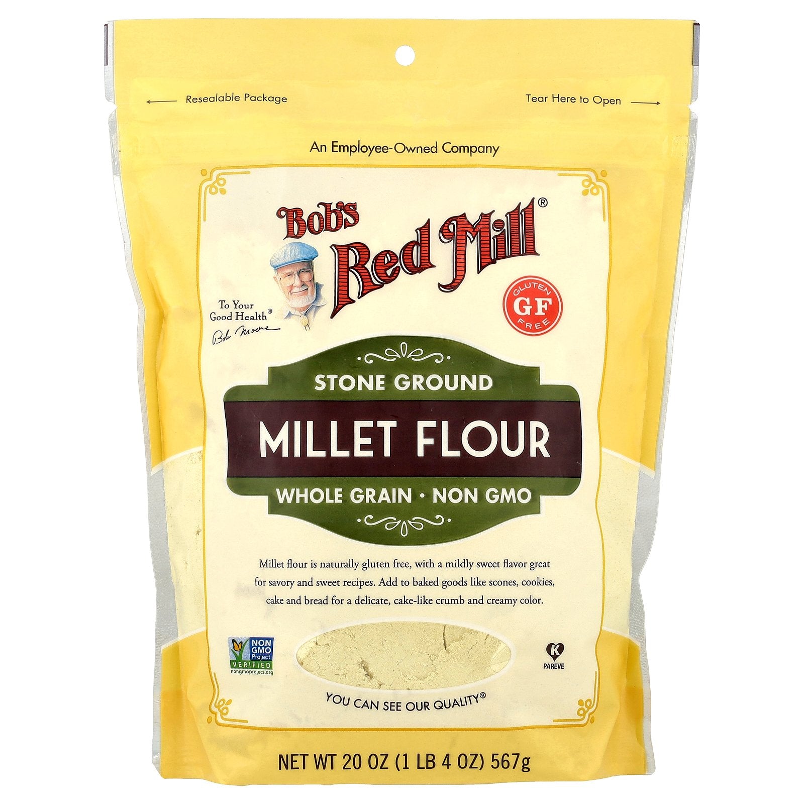 Bob's Red Mill, Stone Ground Millet Flour, Whole Grain, 20 oz (567 g)