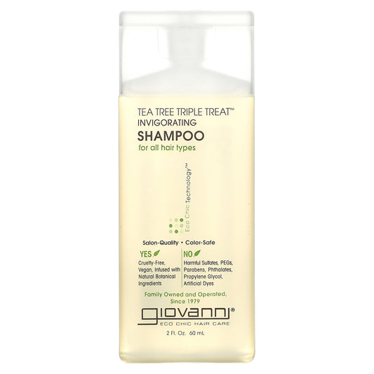 Giovanni, Tea Tree Triple Treat, Invigorating Shampoo, For All Hair Types, 2 fl oz (60 ml)