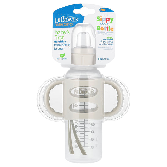 Dr. Brown's, Sippy Spout Bottle, 6 Months +, Gray , 8 oz (250 ml)