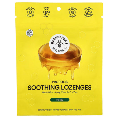 Beekeeper's Naturals, Propolis Soothing Lozenges, Honey, 14 Lozenges, 1.76 oz (50 g)
