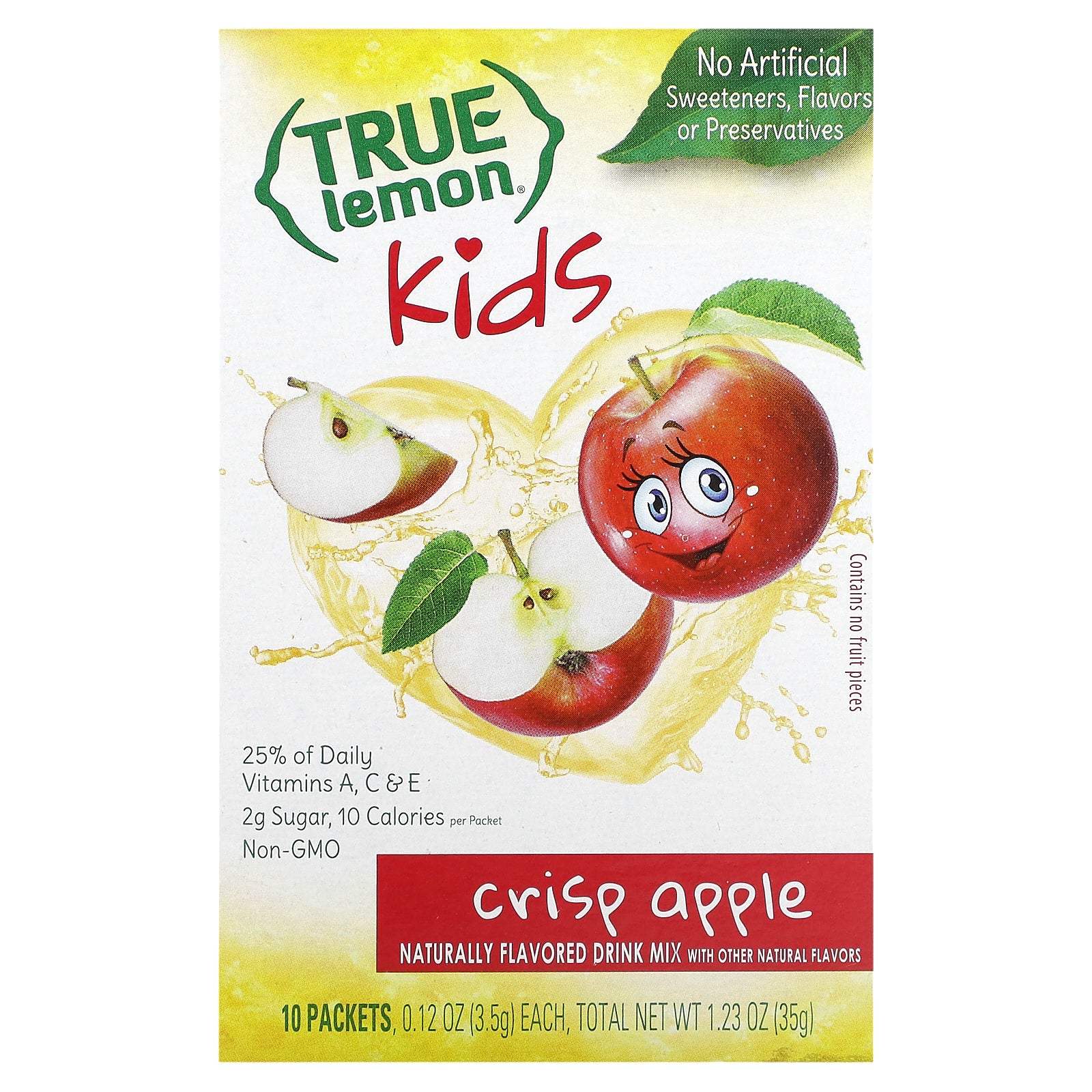 True Citrus, True Lemon, Kids Drink Mix, Crisp Apple, 10 Packets, 0.12 oz (3.5 g) Each
