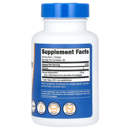 Nutricost, Astaxanthin, 12 mg, 60 Softgels